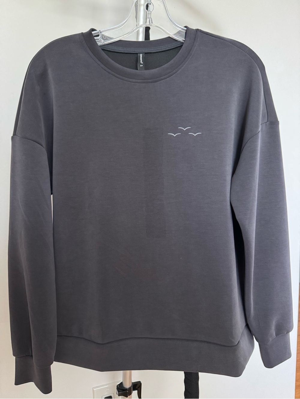 LAZY PANTS LUXE SUEDED DOUBLE KNIT CREWNECK SWEATSHIRT IN CHARCOAL